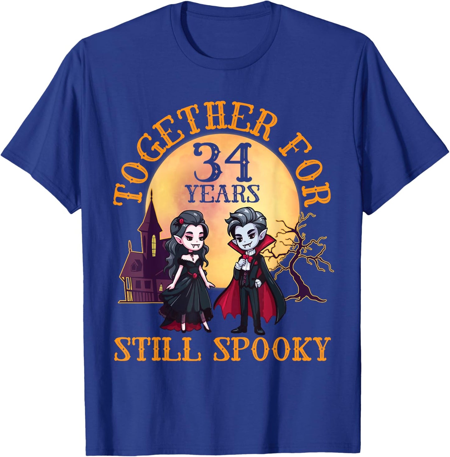 Vampire Couple Marry Together for 34 Years and Still Spooky T-Shirt - T-Shirt | Royal