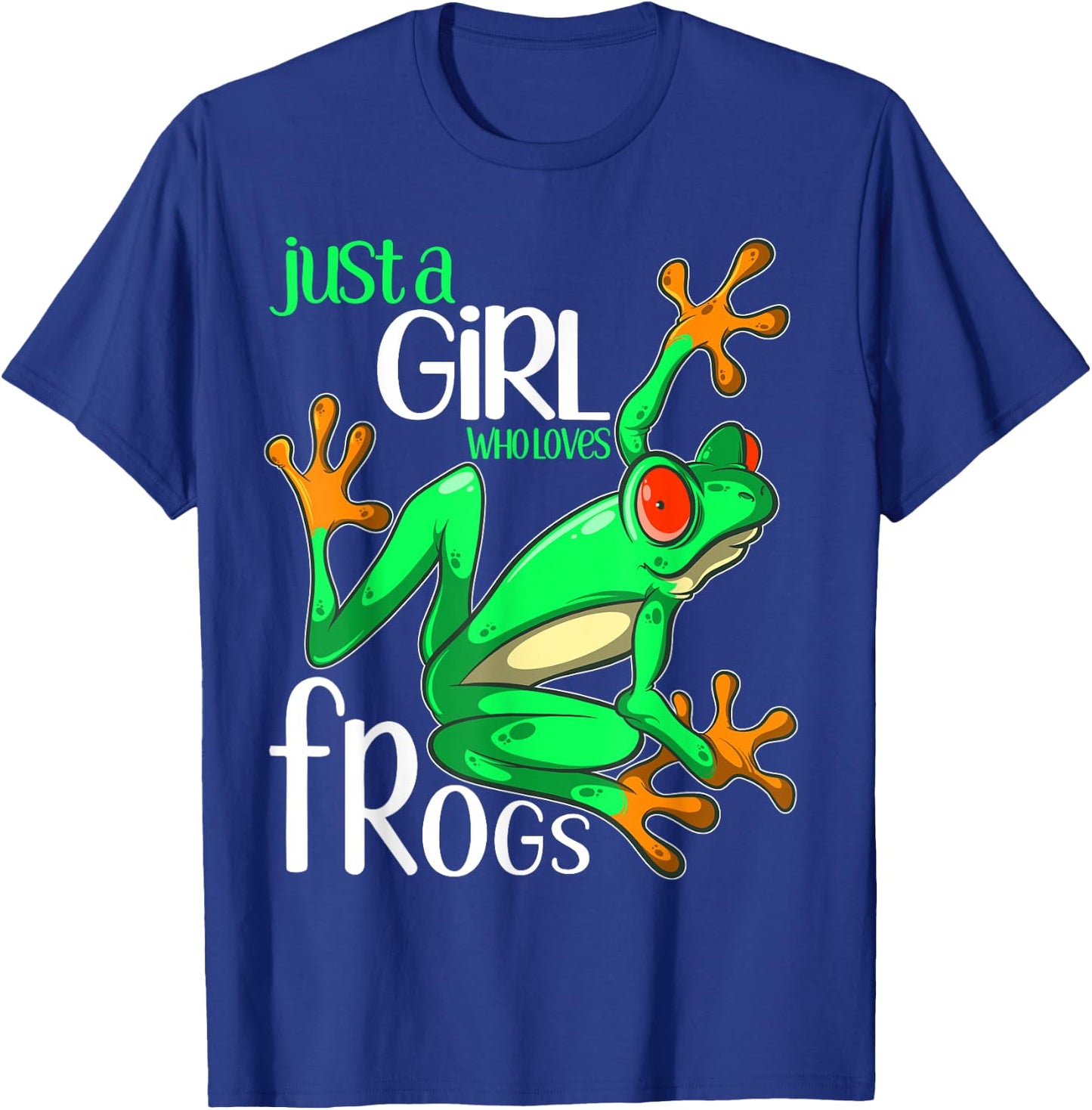 Just a Girl Who Loves Frogs Gift and Girls Frog T-Shirt - T-Shirt | Royal