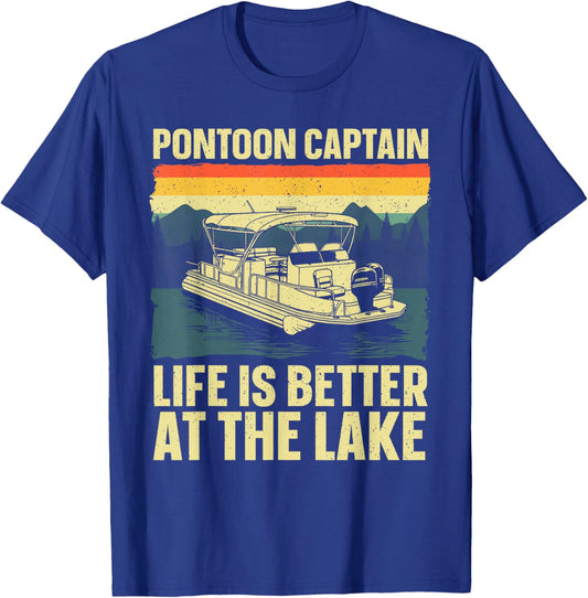 Funny Pontoon Captain Art Women Pontoon Boat Lover T-Shirt - T-Shirt | Royal