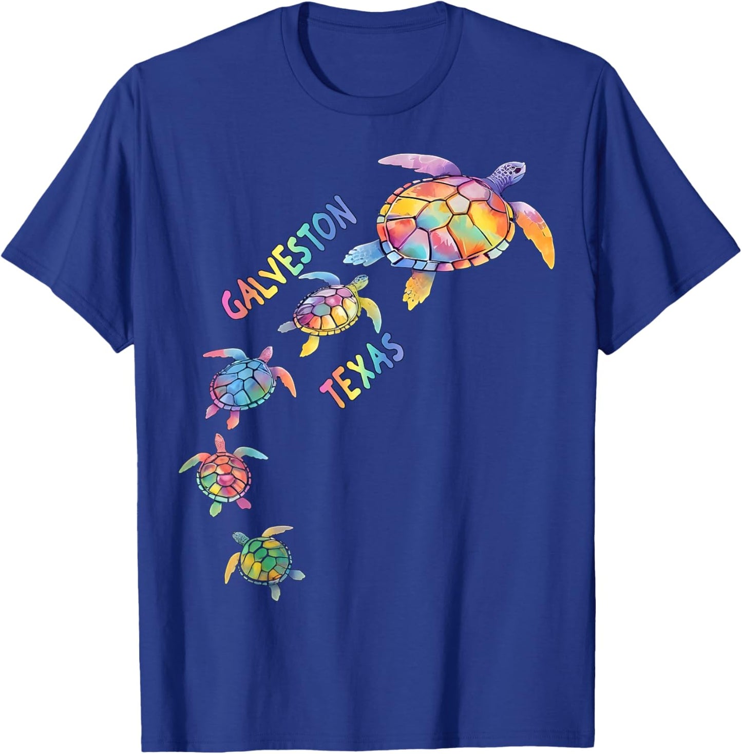 Galveston Texas Sea Turtle Lover Colorful GB Beach Vacation T-Shirt - T-Shirt | Royal
