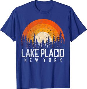 Lake Placid New York NY Shirt Retro Vintage 70s 80s 90s Gift T-Shirt - T-Shirt | Royal