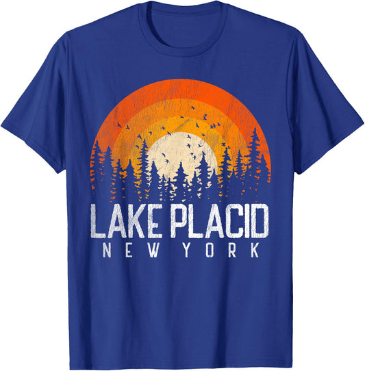 Lake Placid New York NY Shirt Retro Vintage 70s 80s 90s Gift T-Shirt - T-Shirt | Royal
