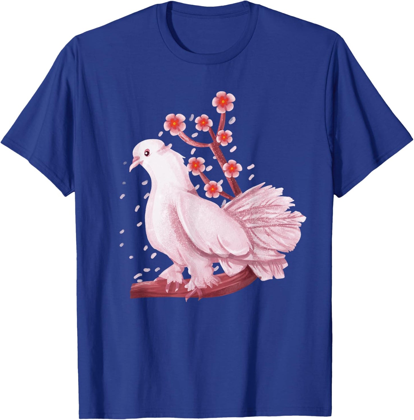 Vintage Dove Pigeon Bird Shirt Gift Japanese Cherry Blossom T-Shirt - T-Shirt | Royal