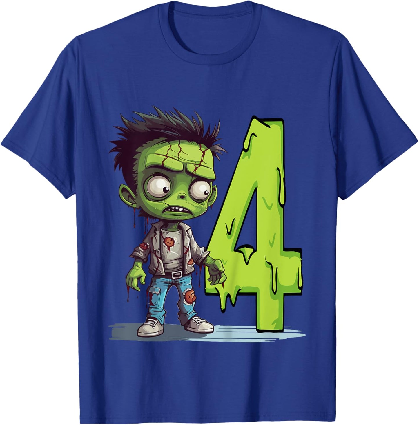 Kids Scary Zombie - four Years - creepy 4th Birthday Halloween T-Shirt - T-Shirt | Royal