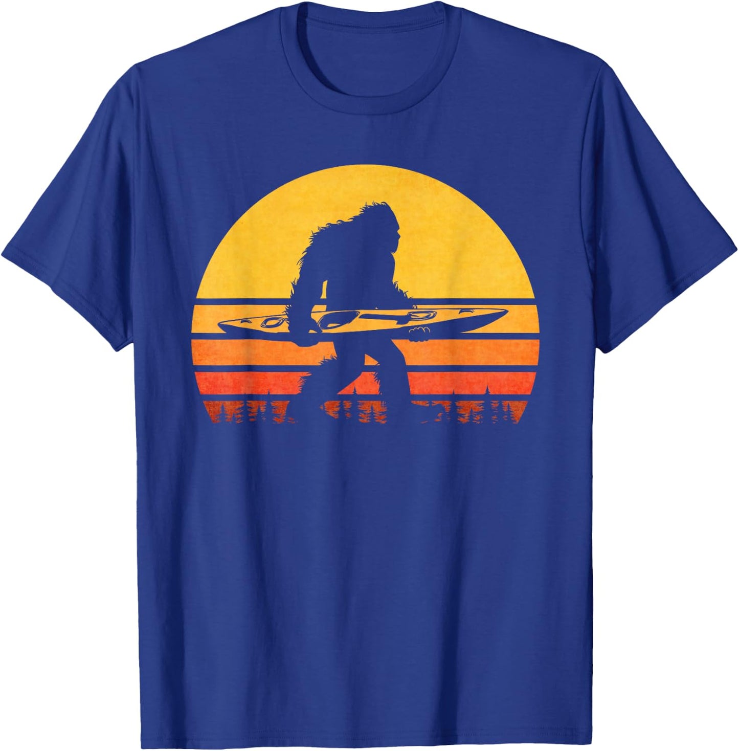 Bigfoot Kayak Gift Apparel Retro Classic Black Small Kayaking T-Shirt - T-Shirt | Royal