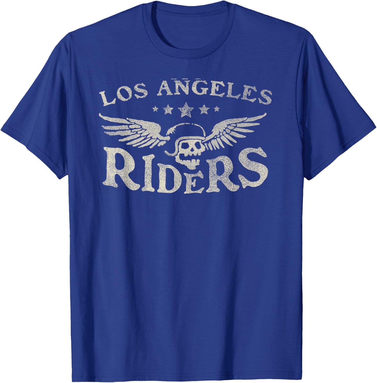 Los Angeles Riders - Motorcycle Skull Wings T-Shirt - T-Shirt | Royal