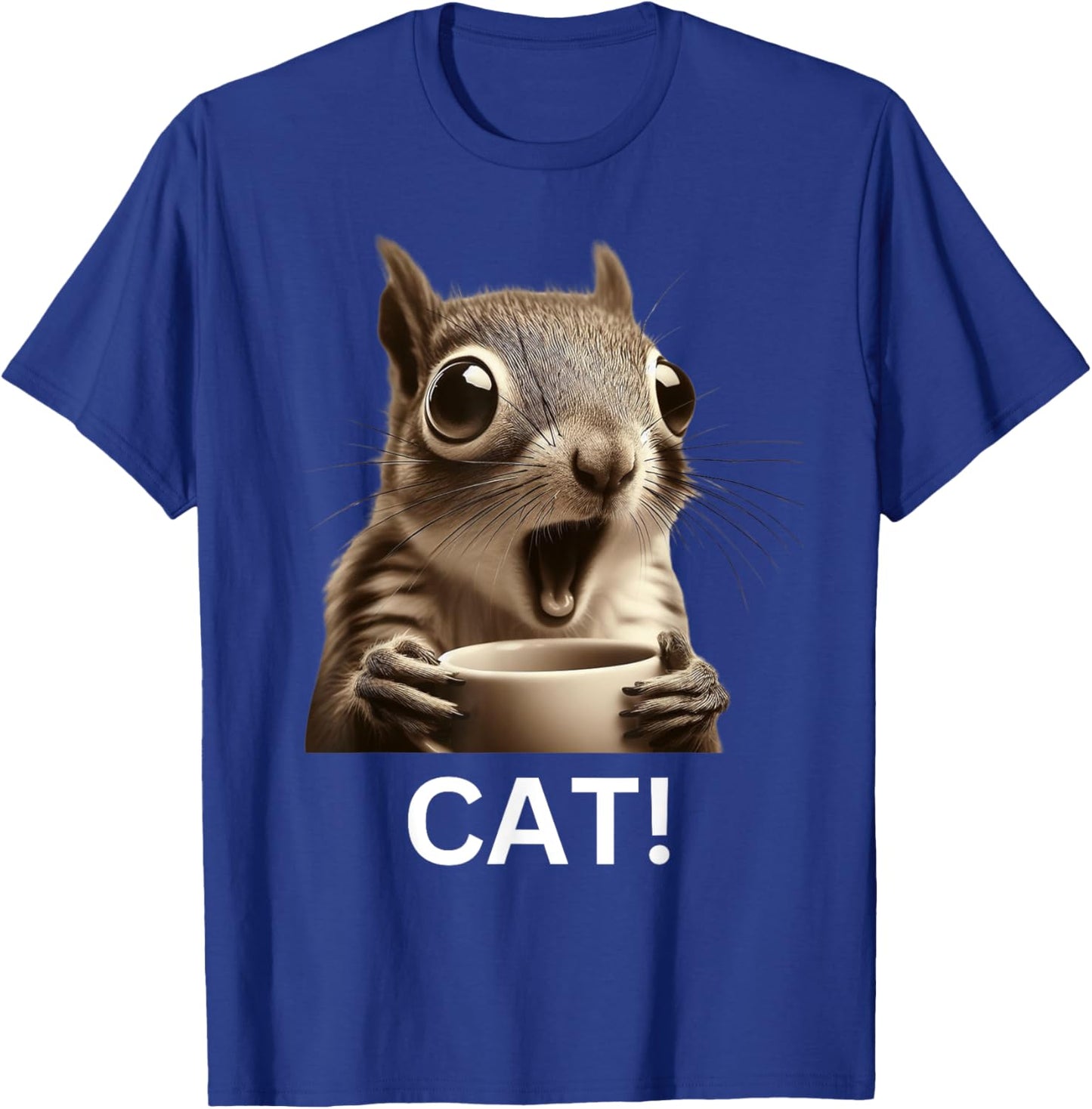 Oh Look Cat Surprised Coffee Squirrel funny humor Men Women Kids T-Shirt - T-Shirt | Royal