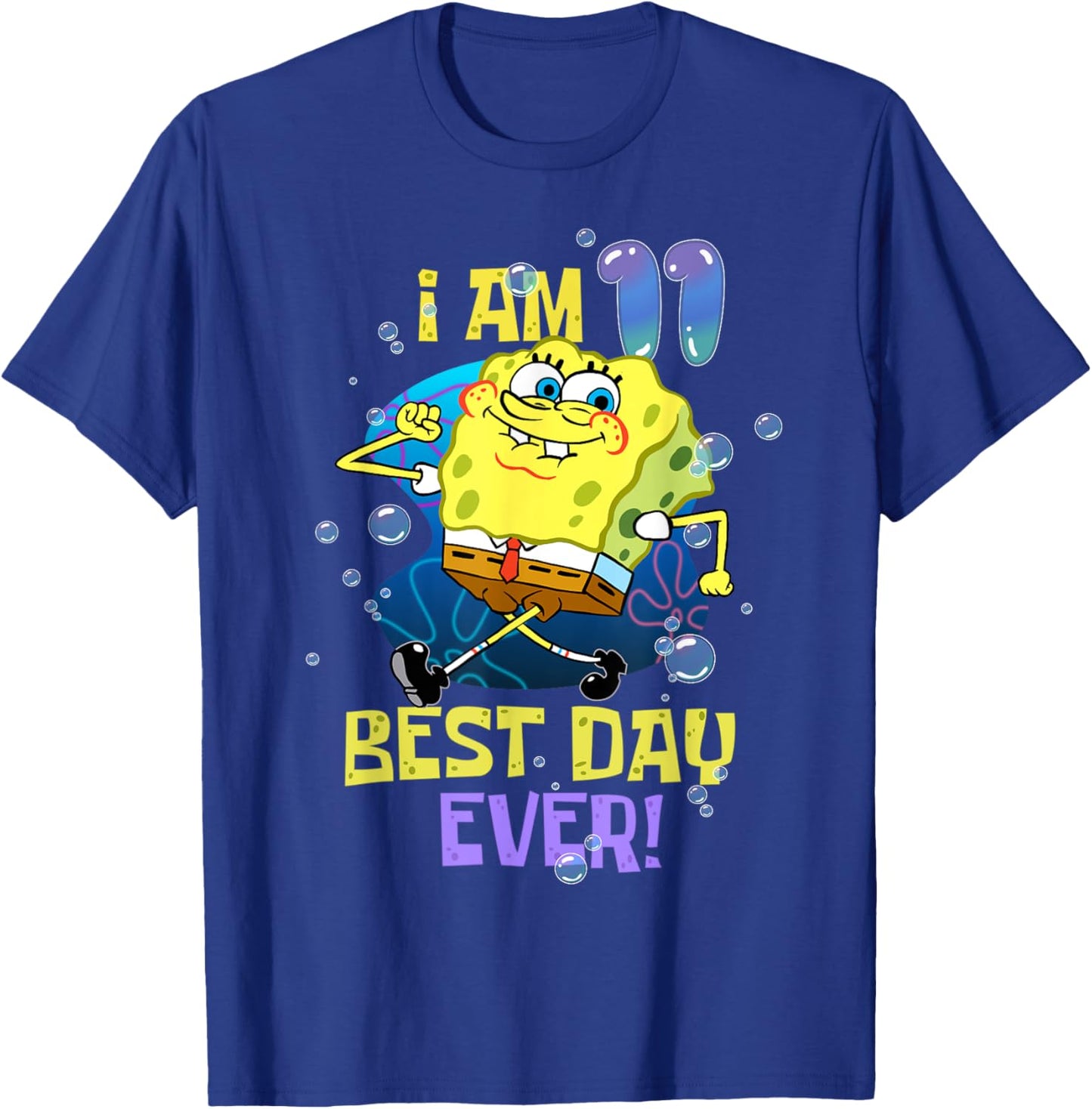 Spongebob I Am 11 Best Day Ever 11th Birthday Kids Spongebob T-Shirt - T-Shirt | Royal