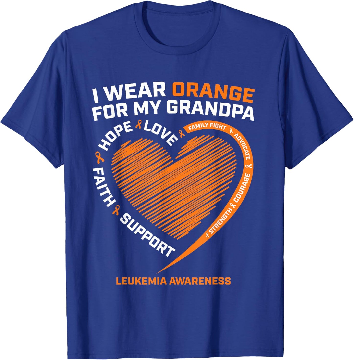 Kids Women I Wear Orange For My Grandpa Leukemia Awareness T-Shirt - T-Shirt | Royal