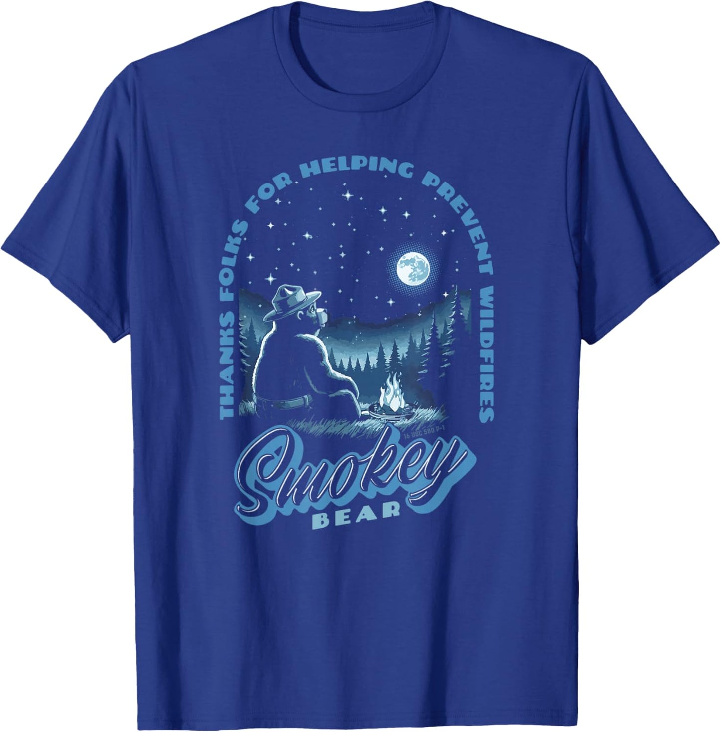 Stargazing Smokey Bear Thanks For Helping Prevent Wildfires T-Shirt - T-Shirt | Royal