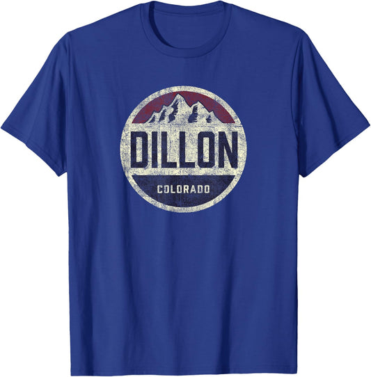 Vintage Dillon Colorado Souvenir Mountain Retro Circle T-Shirt - T-Shirt | Royal