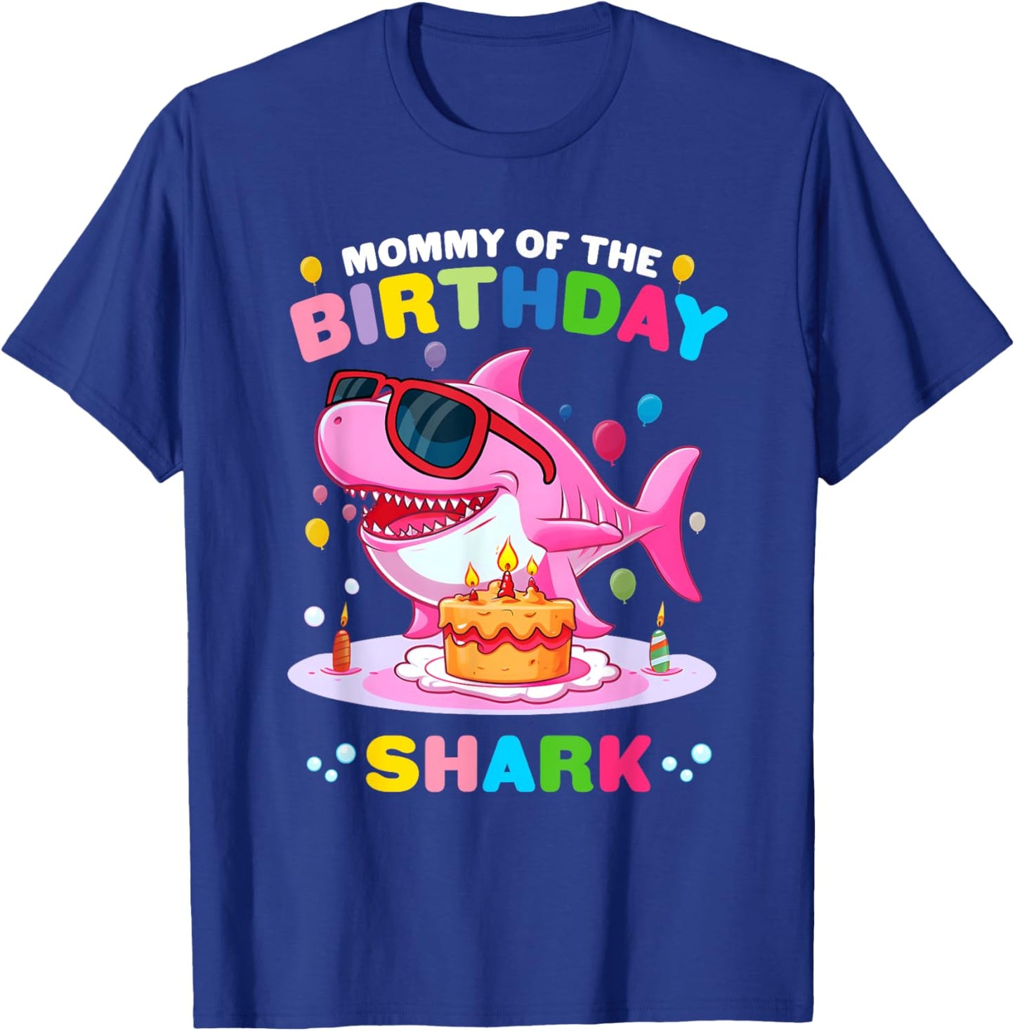 Mommy of the Shark Birthday Mom Matching Family T-Shirt - T-Shirt | Royal