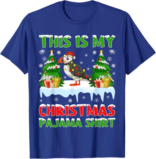 Funny This Is My Christmas Pajama Shirt Puffin Christmas T-Shirt - T-Shirt | Royal