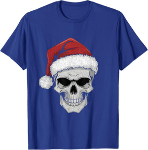 Santa Hat Skull Heavy Metal Goth Sarcastic Rock Christmas T-Shirt - T-Shirt | Royal