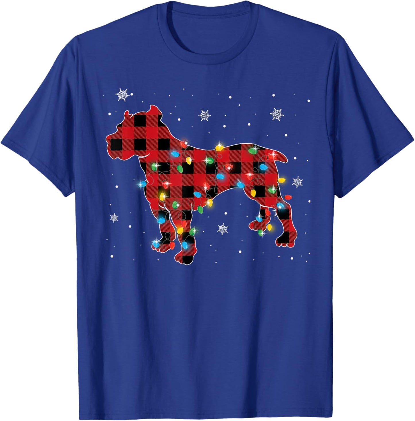 Pajamas Red Plaid Pitbull Christmas Lights Puppy Lovers T-Shirt - T-Shirt | Royal