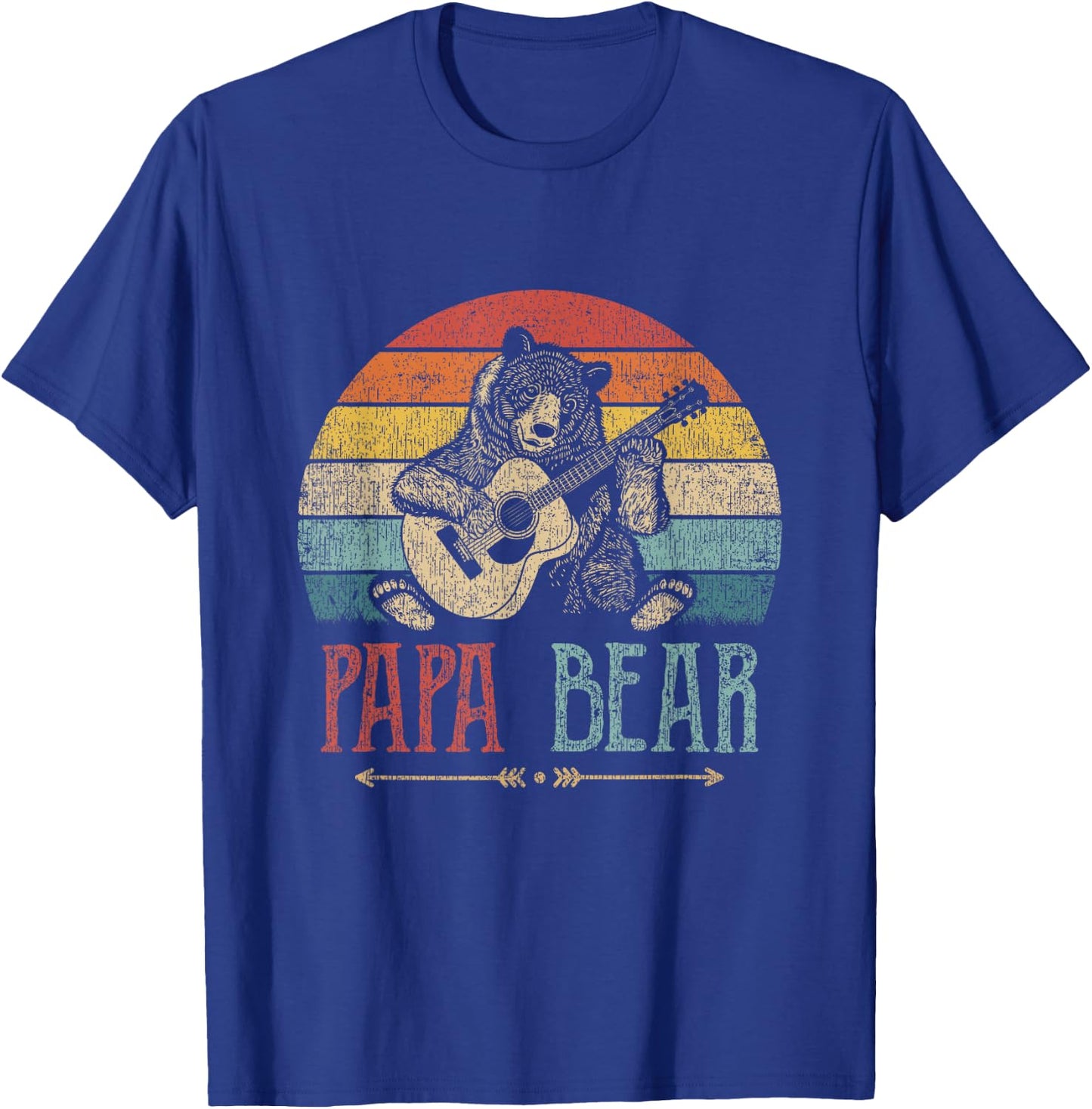 Cute Papa Bear Vintage Father's Day Retro Dad Guitar T-Shirt - T-Shirt | Royal