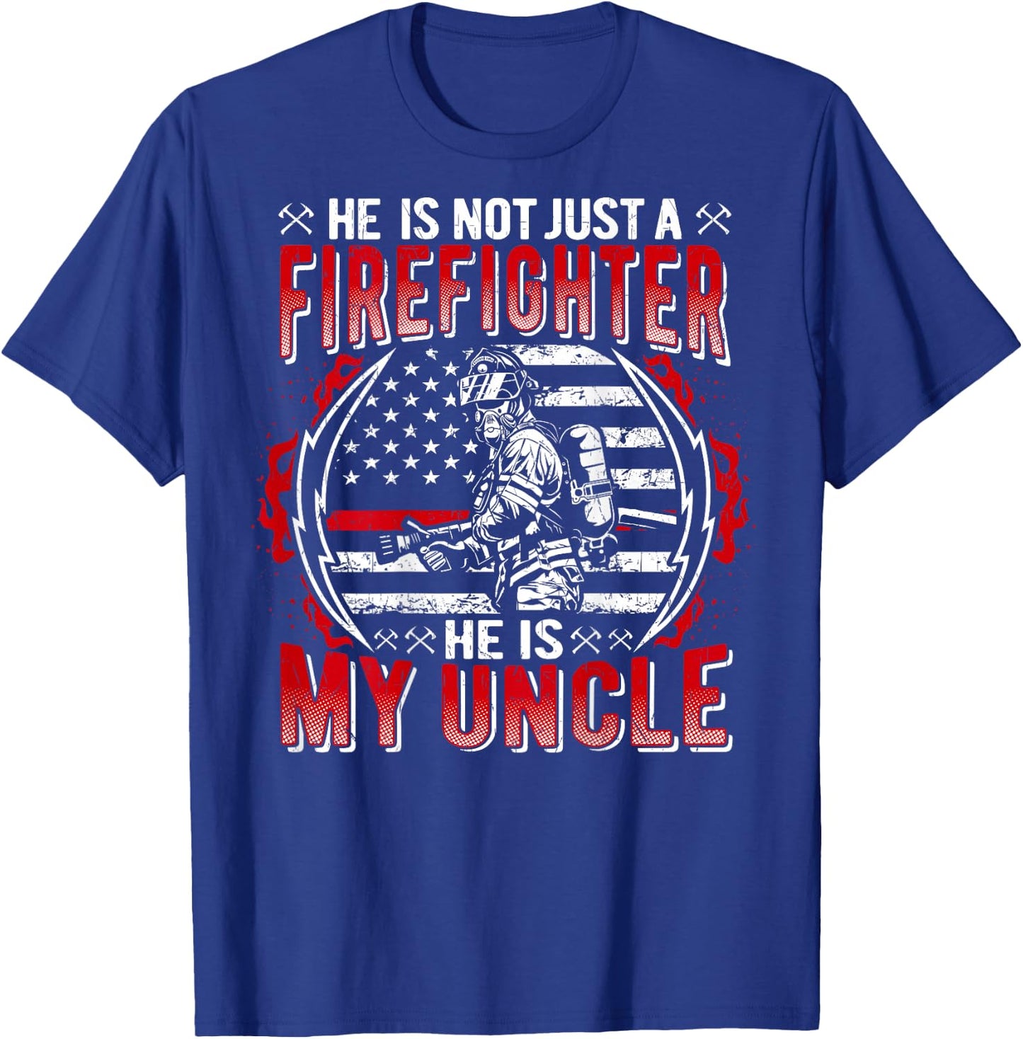 My Uncle Is Firefighter Thin Red Line Fire Nephew Niece Gift T-Shirt - T-Shirt | Royal
