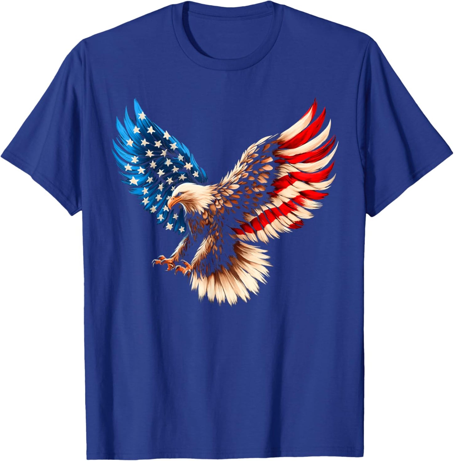 Bald Eagle & Patriotic American Flag 4th Of July T-Shirt - T-Shirt | Royal
