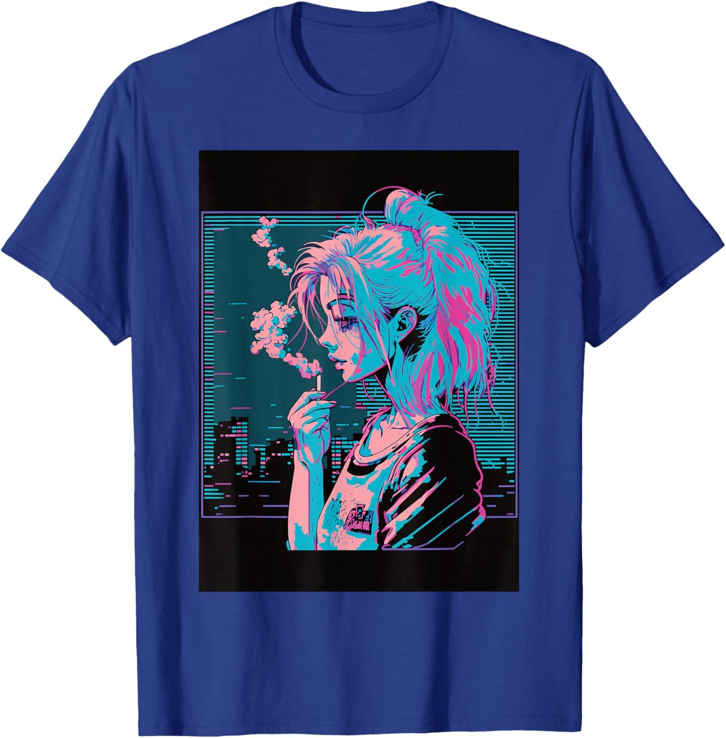 Japanese Vaporwave Sad Anime Girl Indie Aesthetic Otaku T-Shirt - T-Shirt | Royal