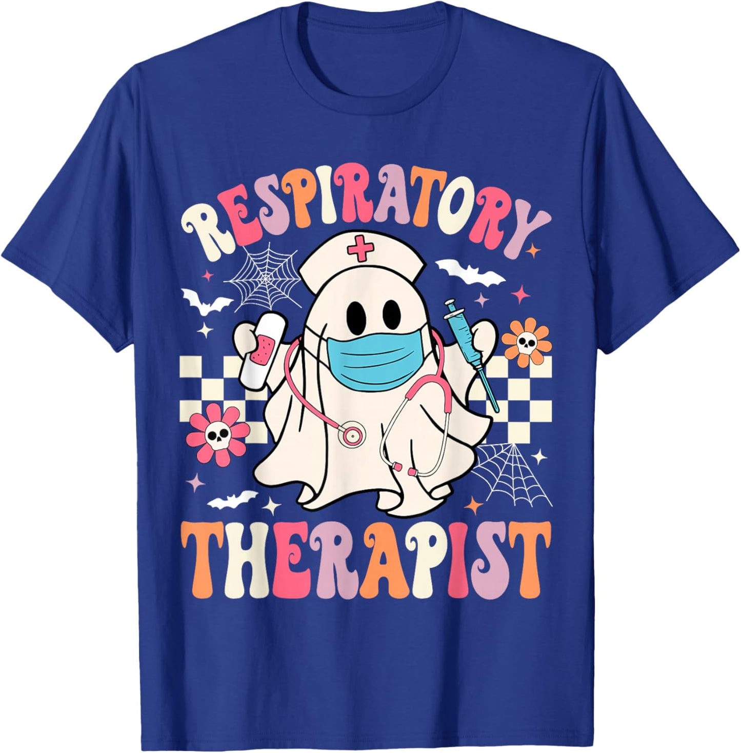Groovy Spooky Respiratory Therapist Halloween RT Nurse T-Shirt - T-Shirt | Royal