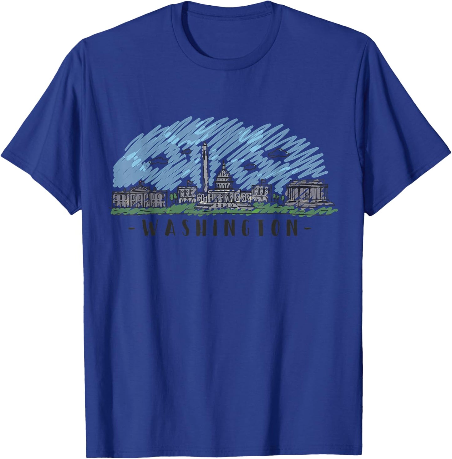 Washington DC Skyline City Pride - Multi Color Watercolors. T-Shirt - T-Shirt | Royal