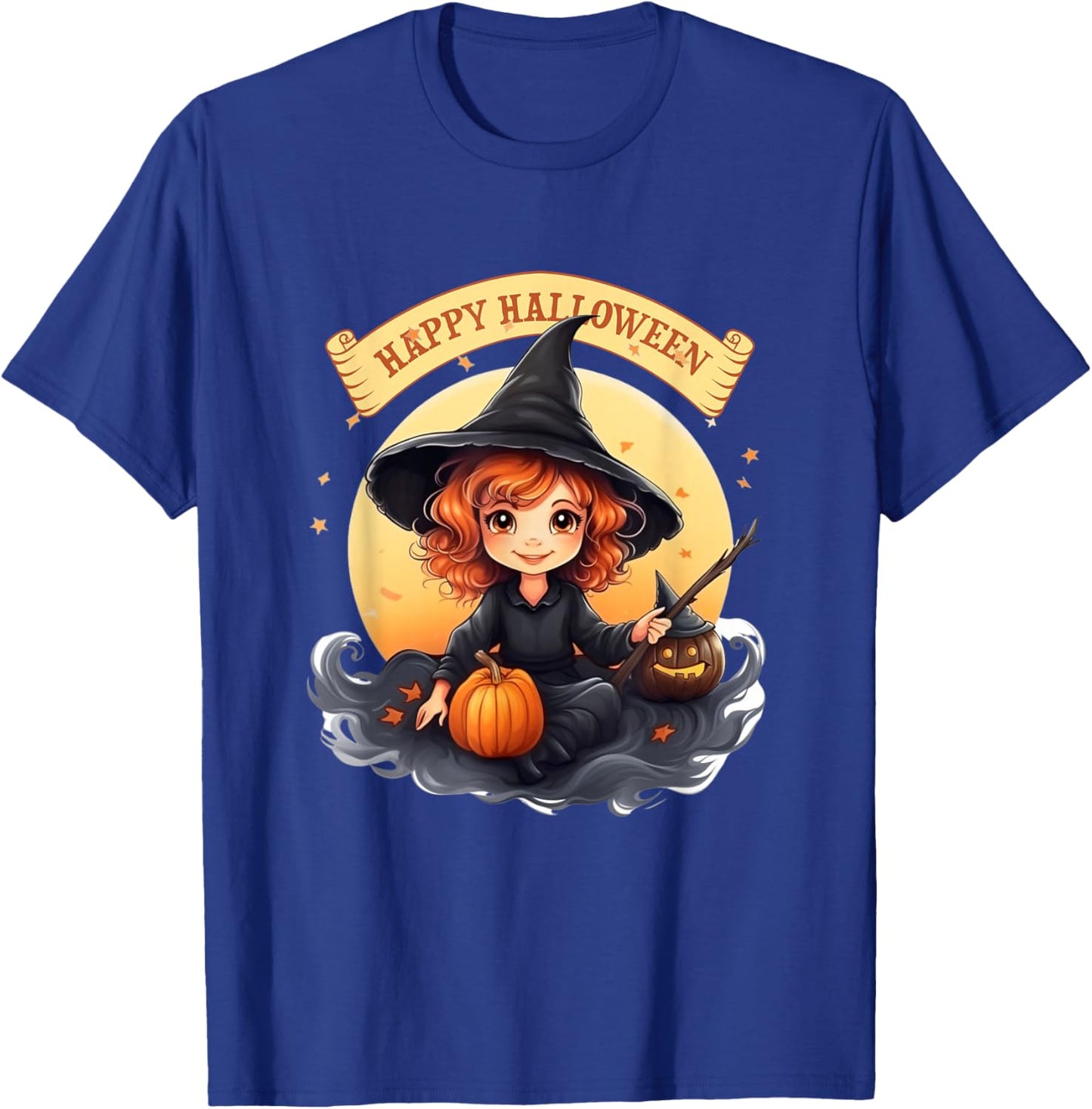 Children's Fashion - Halloween Cute Witch with Creepy Something T-Shirt - T-Shirt | Royal