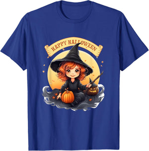 Children's Fashion - Halloween Cute Witch with Creepy Something T-Shirt - T-Shirt | Royal