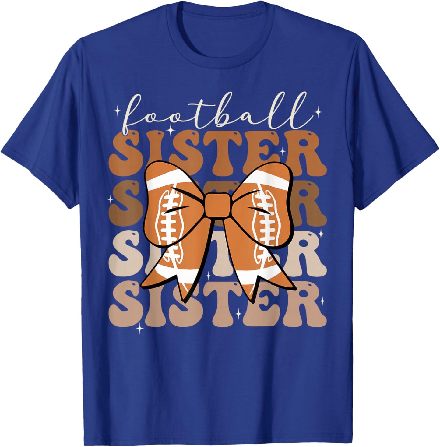 Football Sister Vintage Sport Lover Sister Mothers Da T-Shirt - T-Shirt | Royal