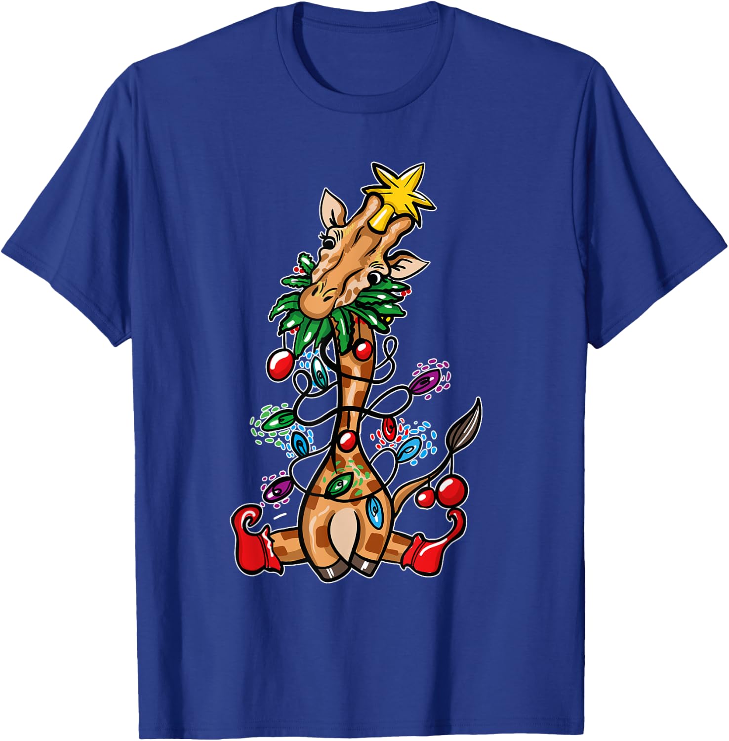 Funny Christmas Tree Giraffe Lover Gift Love Giraffes T-Shirt - T-Shirt | Royal