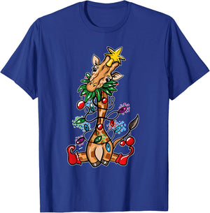 Funny Christmas Tree Giraffe Lover Gift Love Giraffes T-Shirt - T-Shirt | Royal