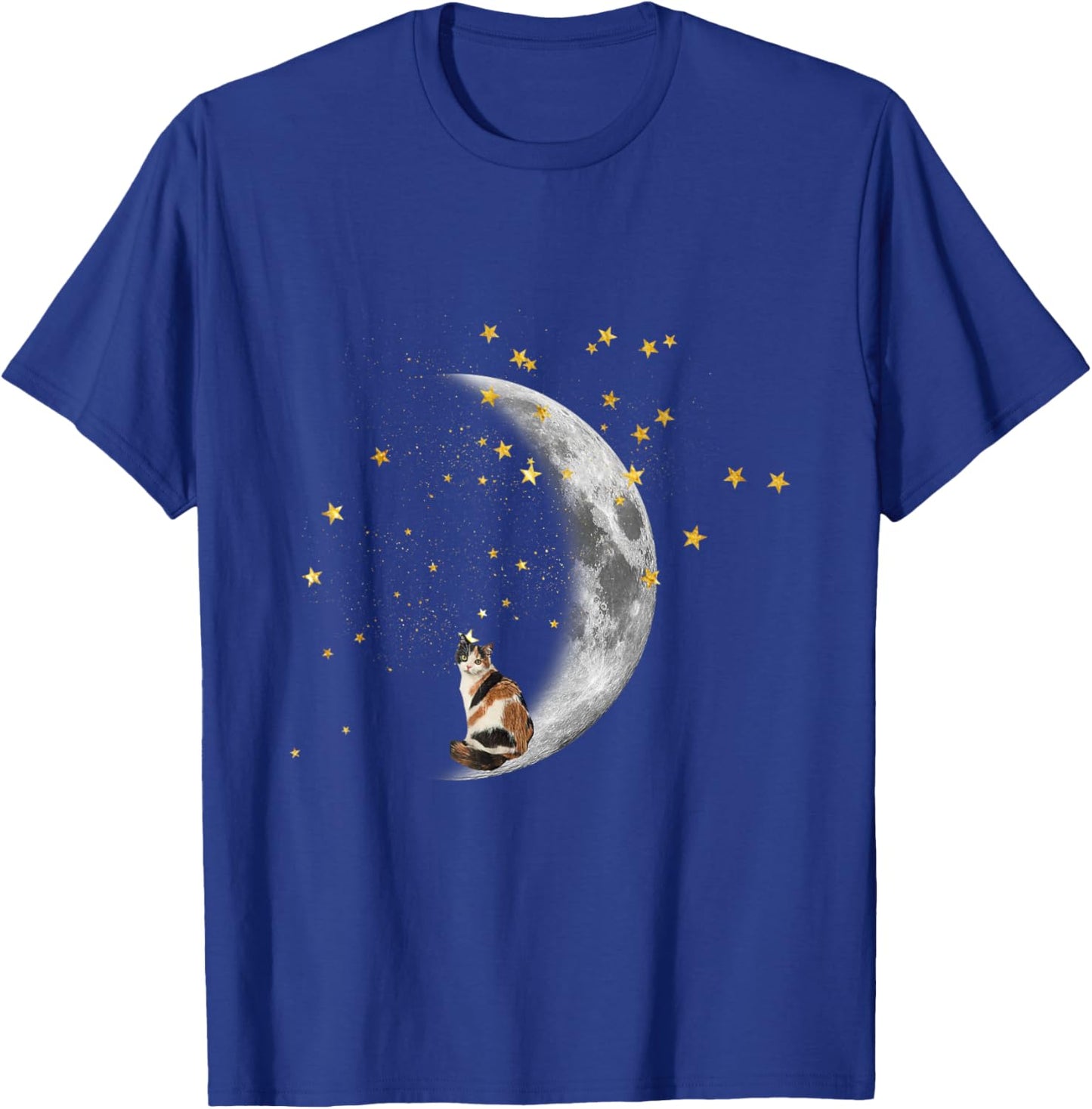 Moon and Stars Calico Cat Women Kids T-Shirt - T-Shirt | Royal