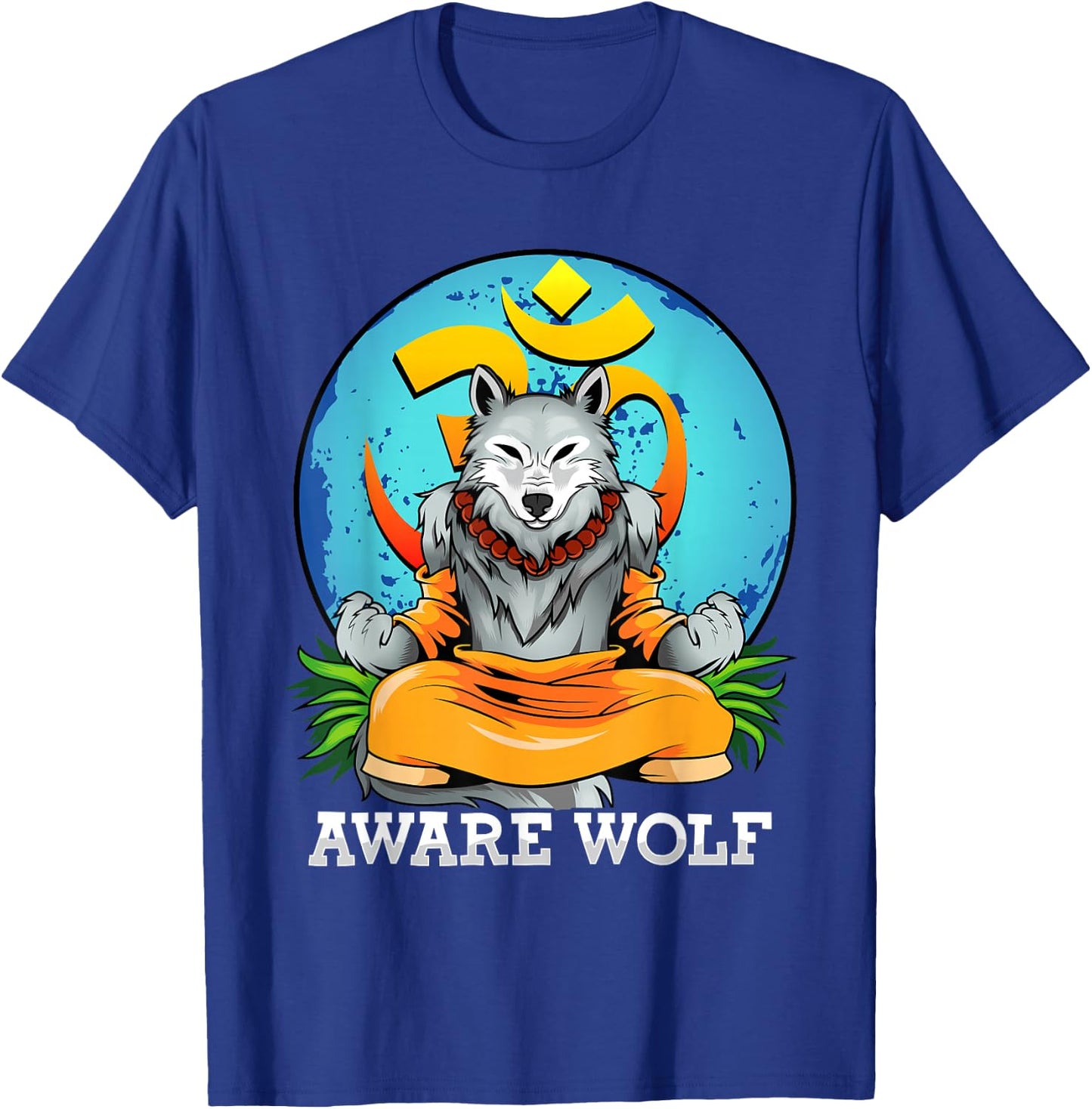 Werewolf Pun Halloween Costume Aware Wolf Yoga Meditation T-Shirt - T-Shirt | Royal