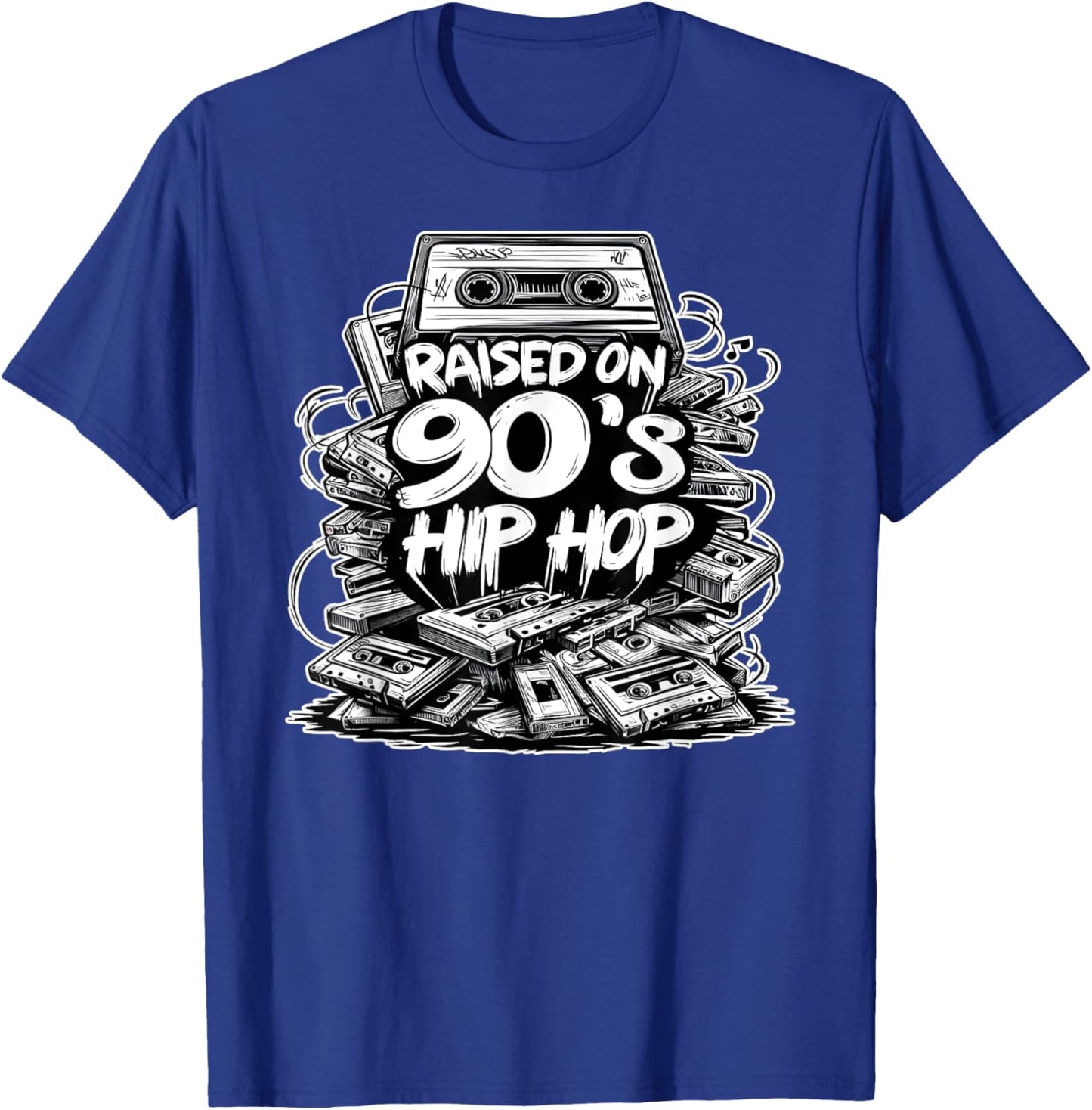 RAISED ON 90s HIP HOP Cassette Tape Graffiti Rap T-Shirt - T-Shirt | Royal