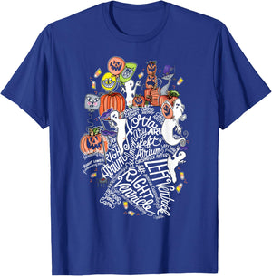 Anatomical Heart Halloween Medical White Word Cloud Line Art T-Shirt - T-Shirt | Royal