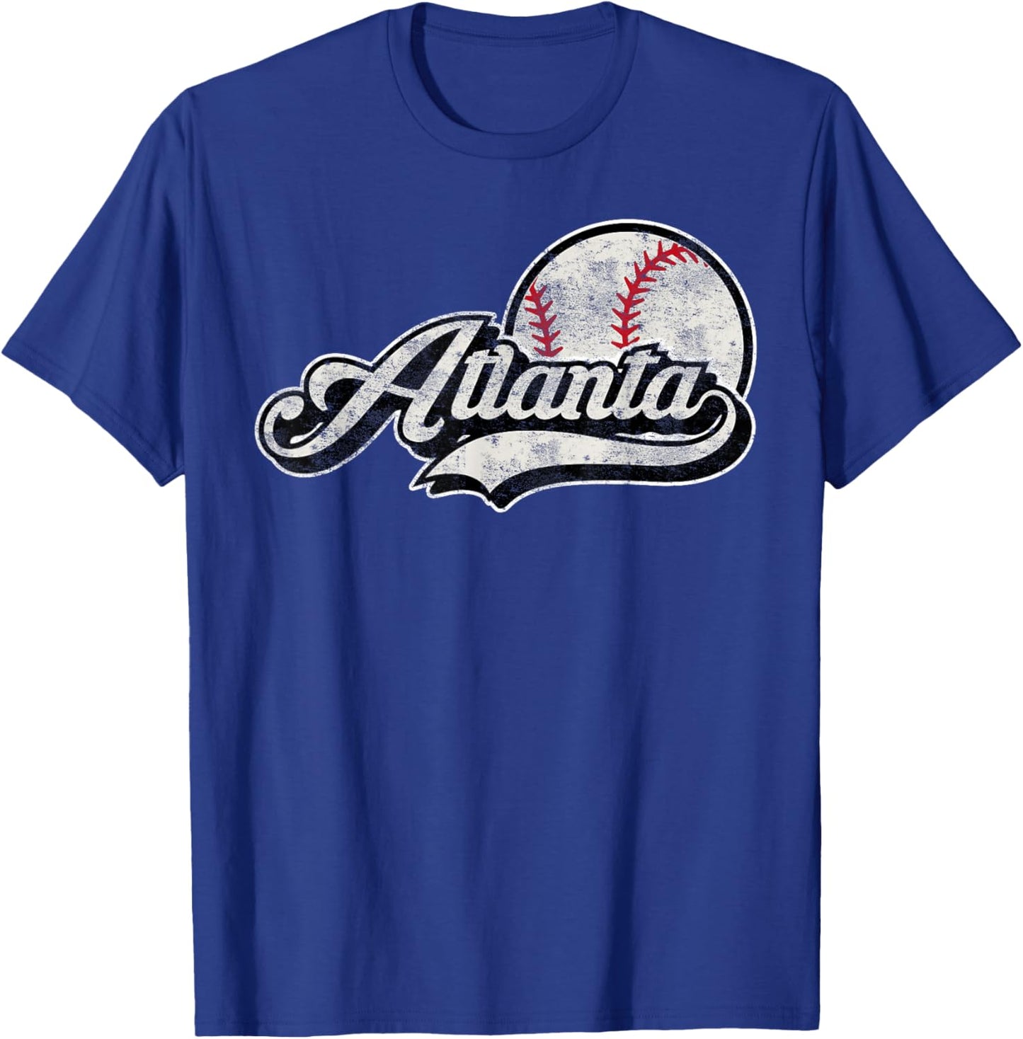 Atlanta Retro Distressed Baseball T-Shirt - T-Shirt | Royal