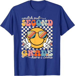 Watch Out Second Grade Here I Come Back To School 2nd Grade T-Shirt - T-Shirt | Royal