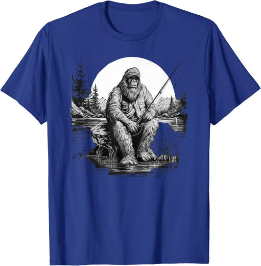 Big foot fishing, Cool Fishing Fisherman Bigfoot Sasquatch T-Shirt - T-Shirt | Royal