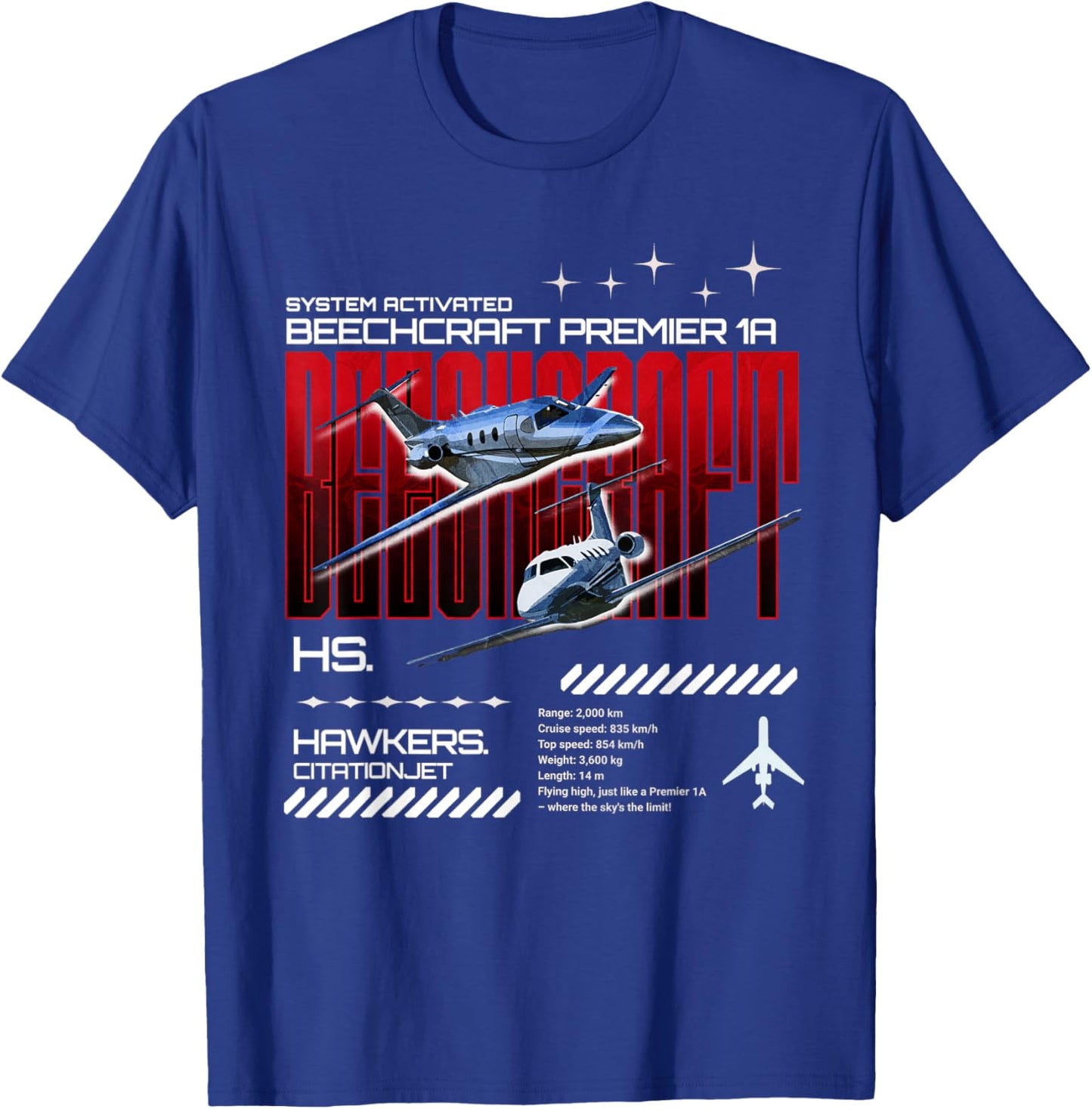 Light Hawkers Beechcraft 1A T-Shirt - T-Shirt | Royal