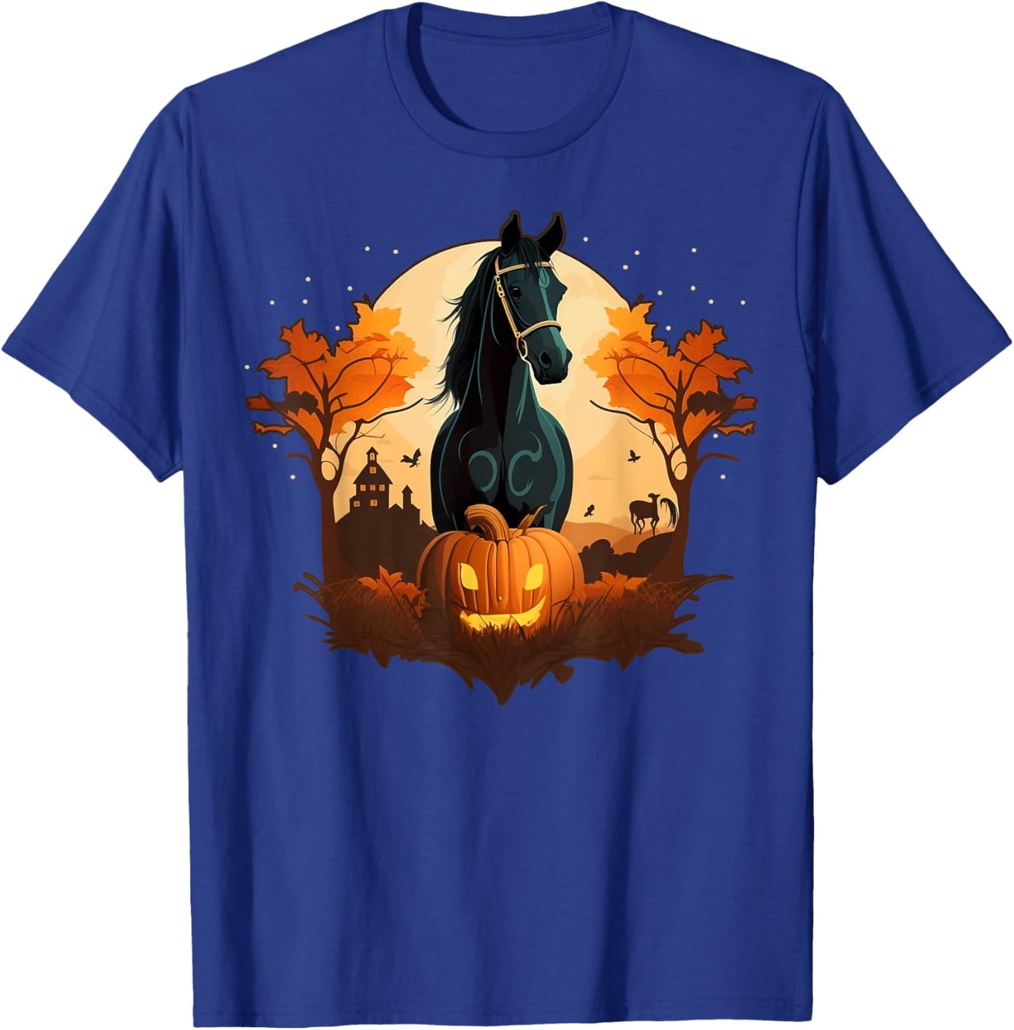 Pumpkin Horse costume on Horse Halloween T-Shirt - T-Shirt | Royal