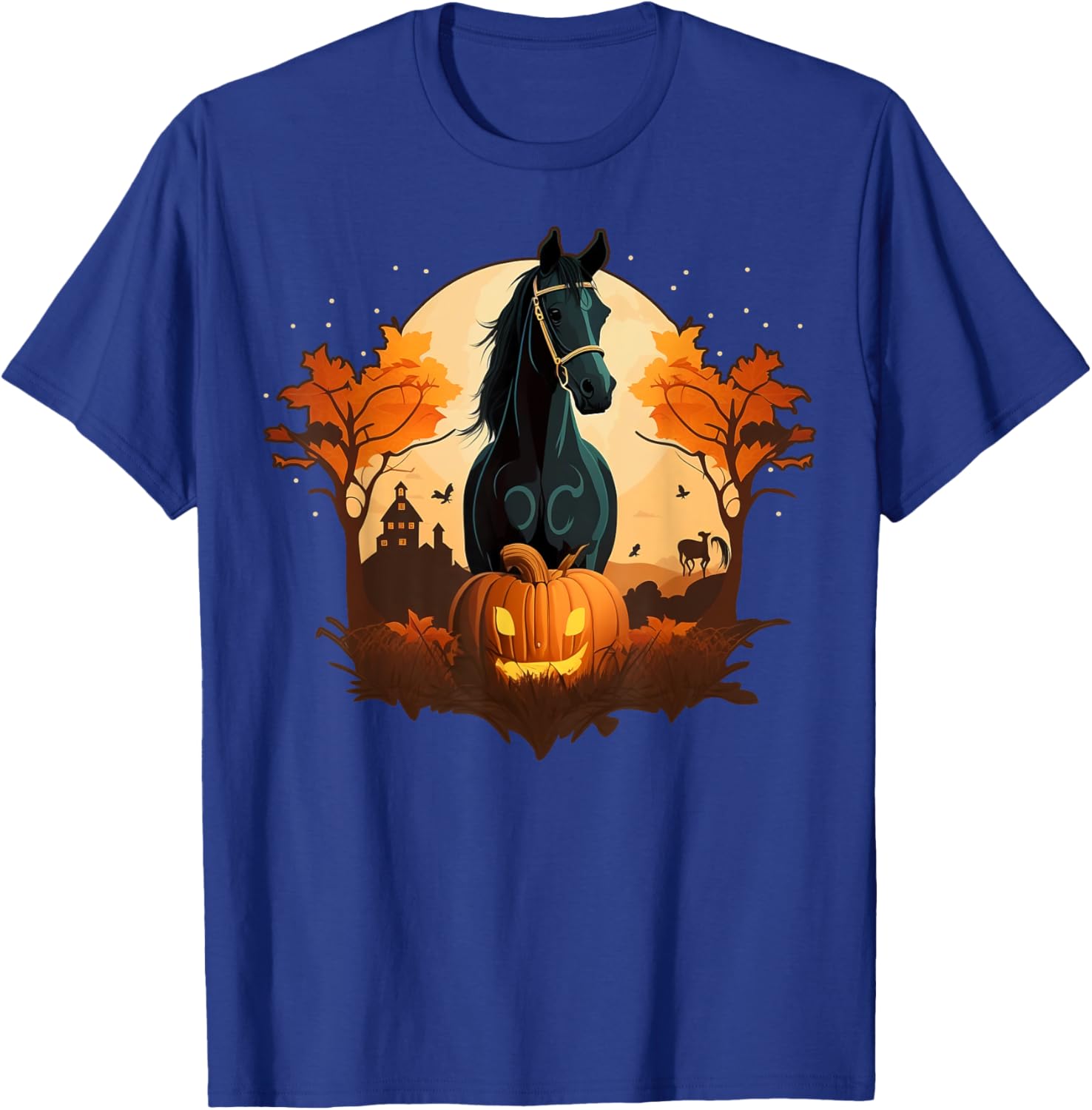 Pumpkin Horse costume on Horse Halloween T-Shirt - T-Shirt | Royal