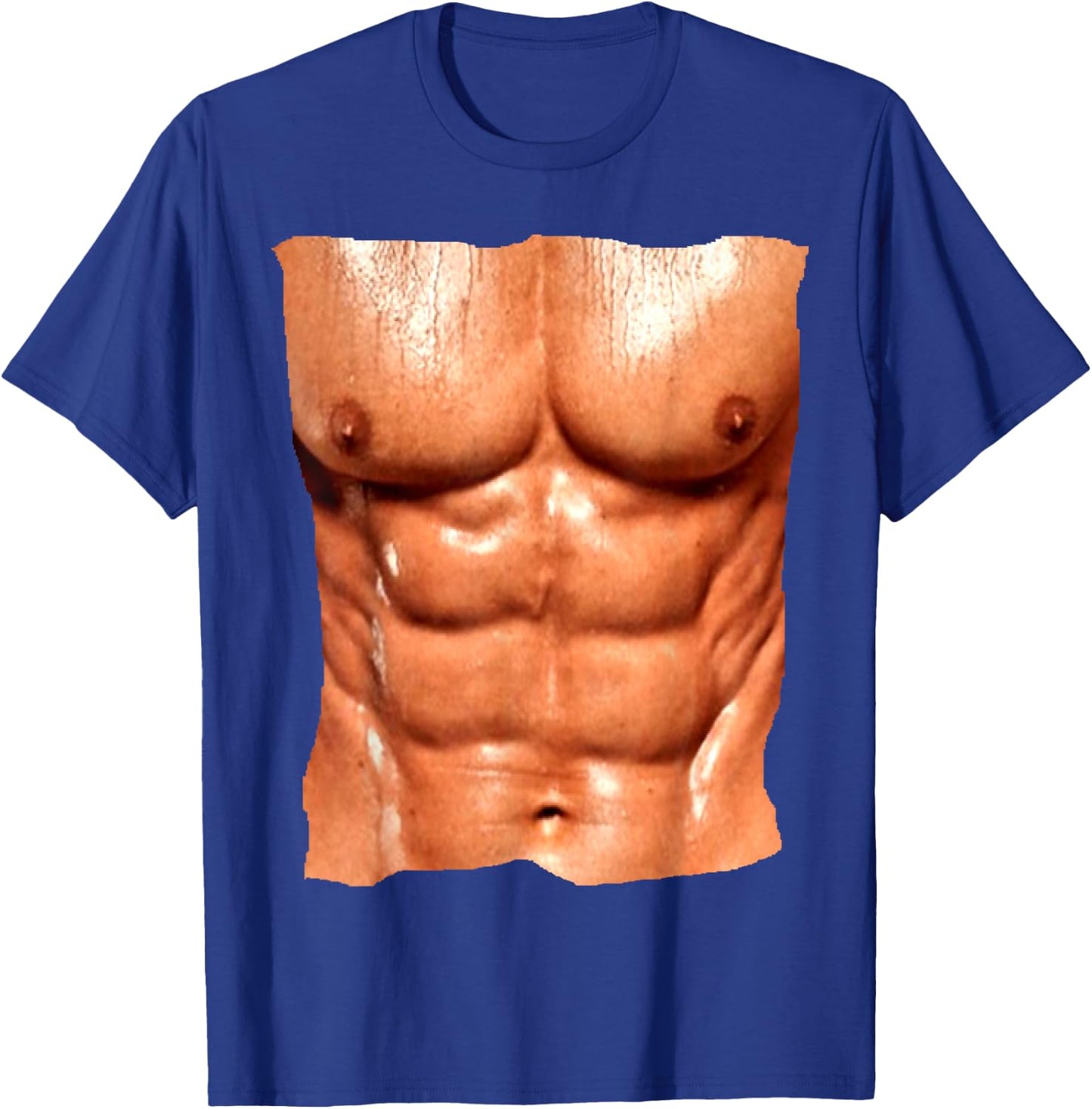 Replica Six Pack Abdomnial Abs Fake Muscle Chest T-Shirt - T-Shirt | Royal