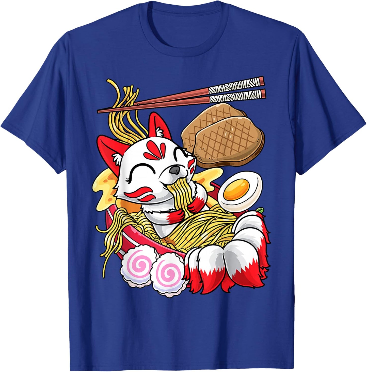 Kawaii Kitsune Fox Ramen Noodles Japanese Food T-Shirt - T-Shirt | Royal