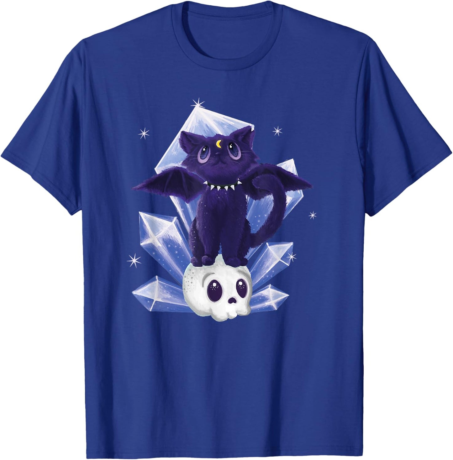 Kawaii Pastel Goth Cute Creepy Witchy Cat and Skull T-Shirt - T-Shirt | Royal