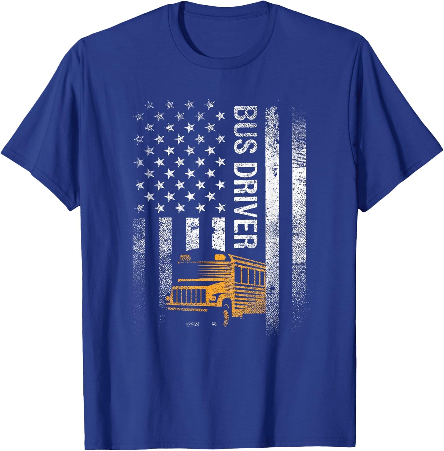 School Bus Driver USA American Flag Funny Bus Driver Gift T-Shirt - T-Shirt | Royal
