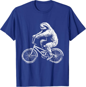 Sloth Bicycle Funny Cycling Animal Bicycle Sloth T-Shirt - T-Shirt | Royal