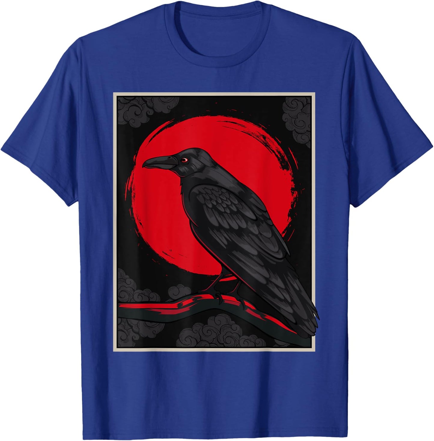 Black Raven Moon Nordic Red Crow Lover Design Japanese T-Shirt - T-Shirt | Royal