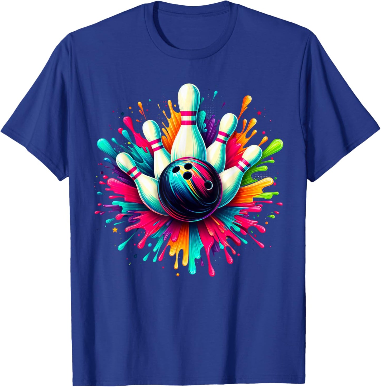 Colorful Bowling Game Day Bowling Cute Colorsplash Ball T-Shirt - T-Shirt | Royal
