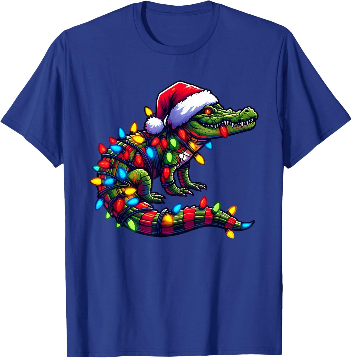 Alligator Santa Pajama Christmas Lights Xmas Toddler Kids T-Shirt - T-Shirt | Royal