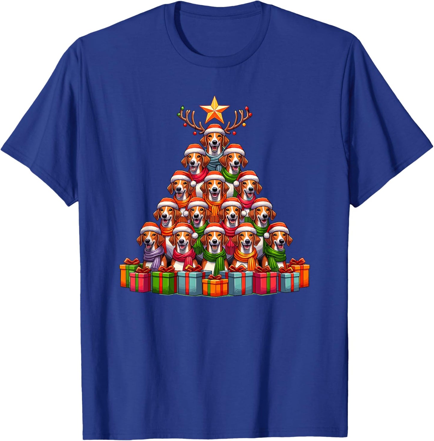 Christmas Tree American Foxhound Foxhounds T-Shirt - T-Shirt | Royal