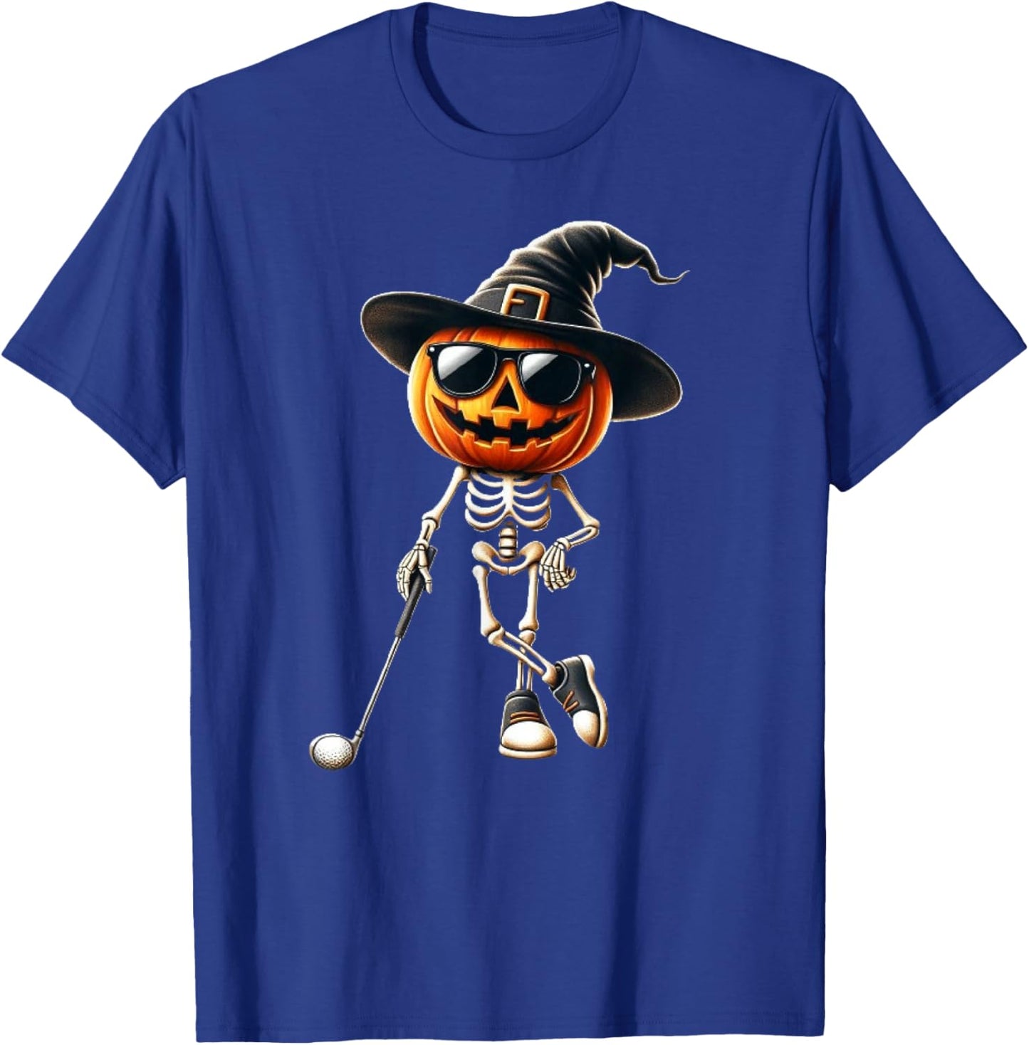 Skeleton Golf Pumpkin Golfing Golfer Halloween Costume Idea T-Shirt - T-Shirt | Royal